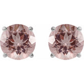 14K White 7 mm Natural Pink Morganite Stud Earrings